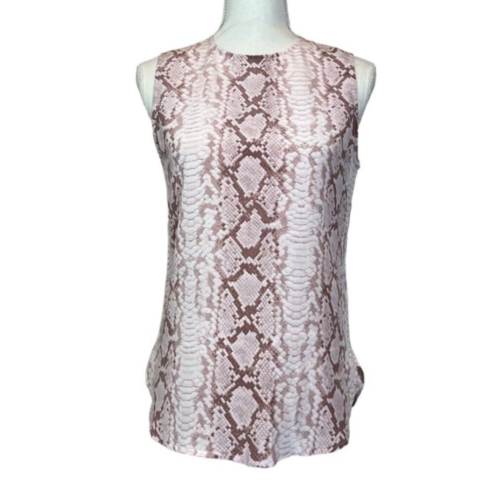 Equipment Femme Silk Lyle Top in Picasso Sleeveless Snakeskin Pink Print Size XS